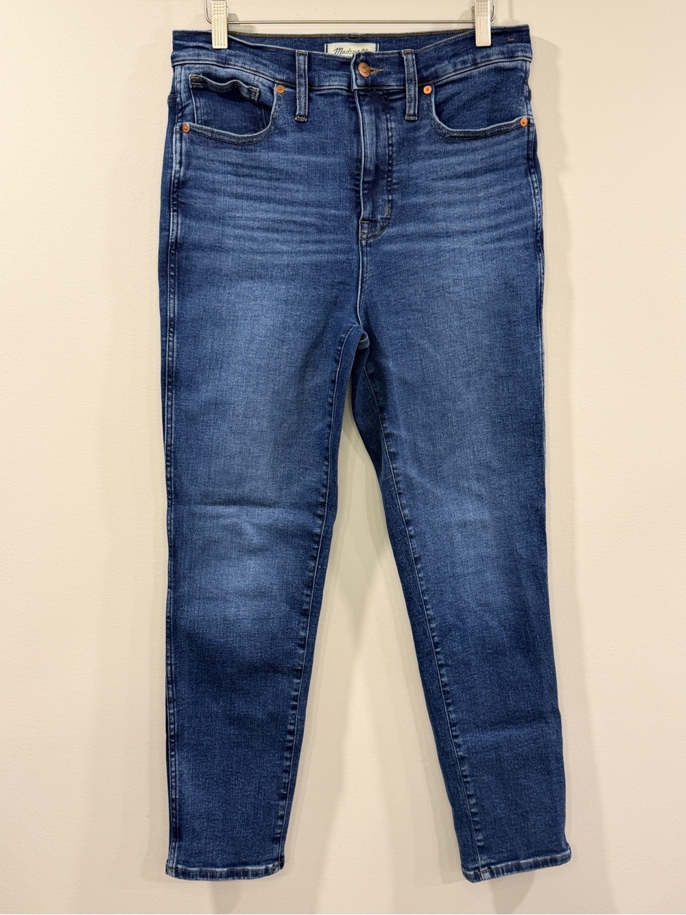 Madewell Womens Stovepipe Straight Leg Jeans in Deep Blue Wash Size 30